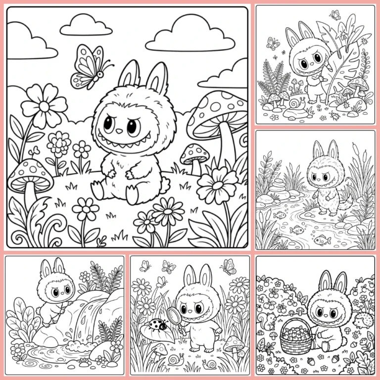 Cute Labubu coloring page collection cover