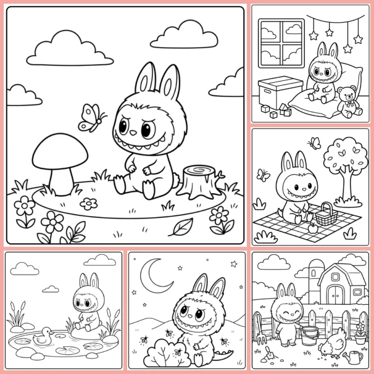 Easy Labubu coloring page collection cover