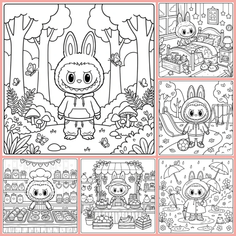 Labubu with Clothes coloring page collection cover