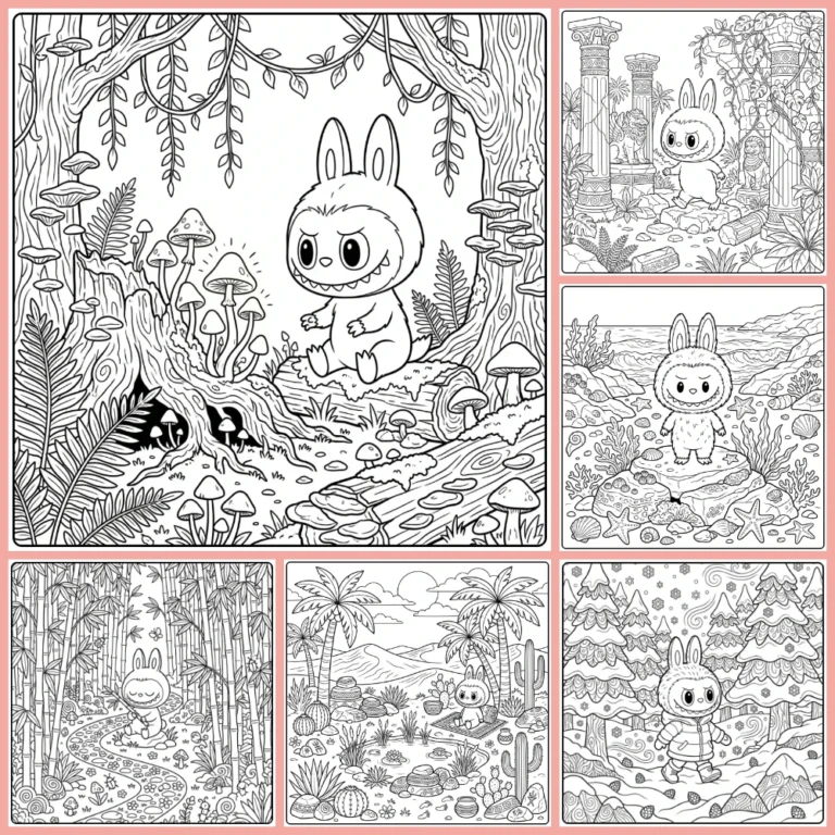 Detailed Labubu coloring page collection cover