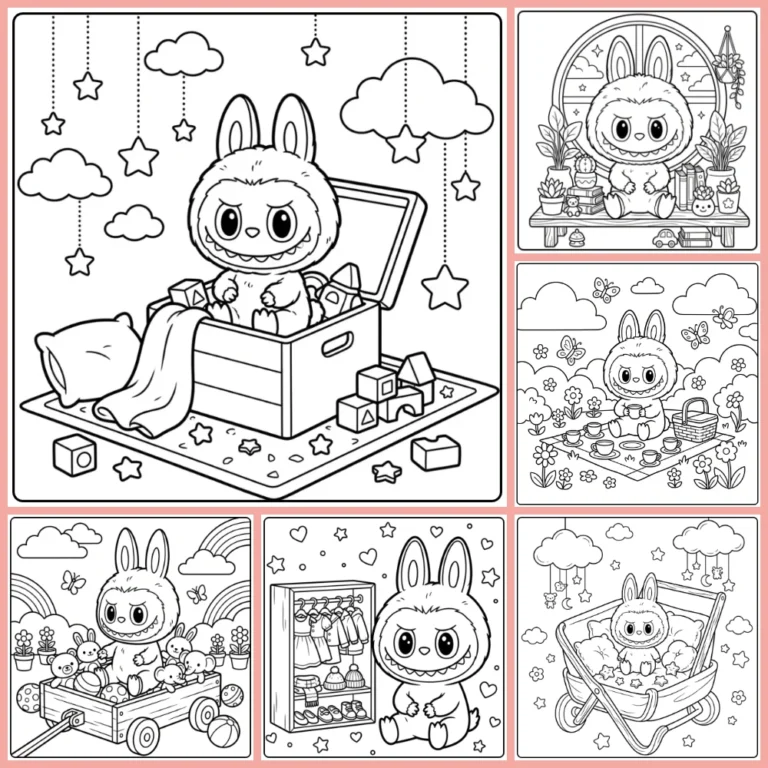 Labubu Pop coloring page collection cover