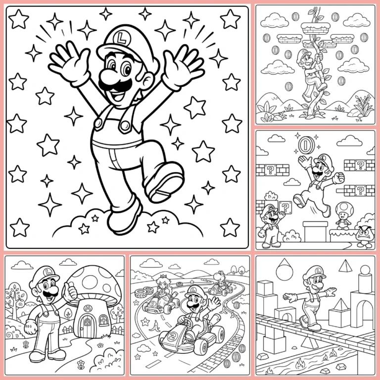 Luigi coloring page collection cover image