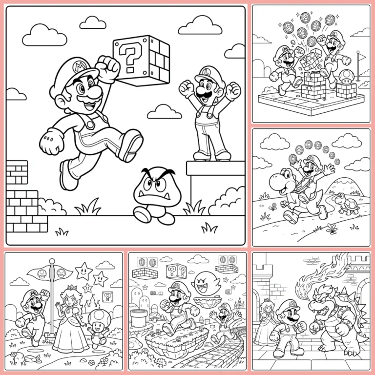 Mario coloring page collection cover image
