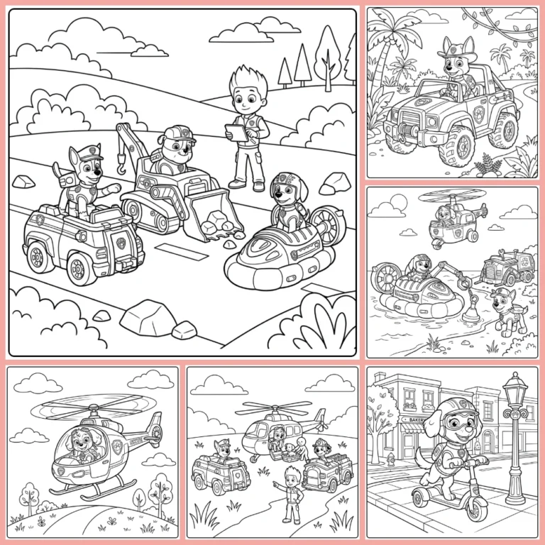 Paw Patrol vehicle coloring page collection cover image