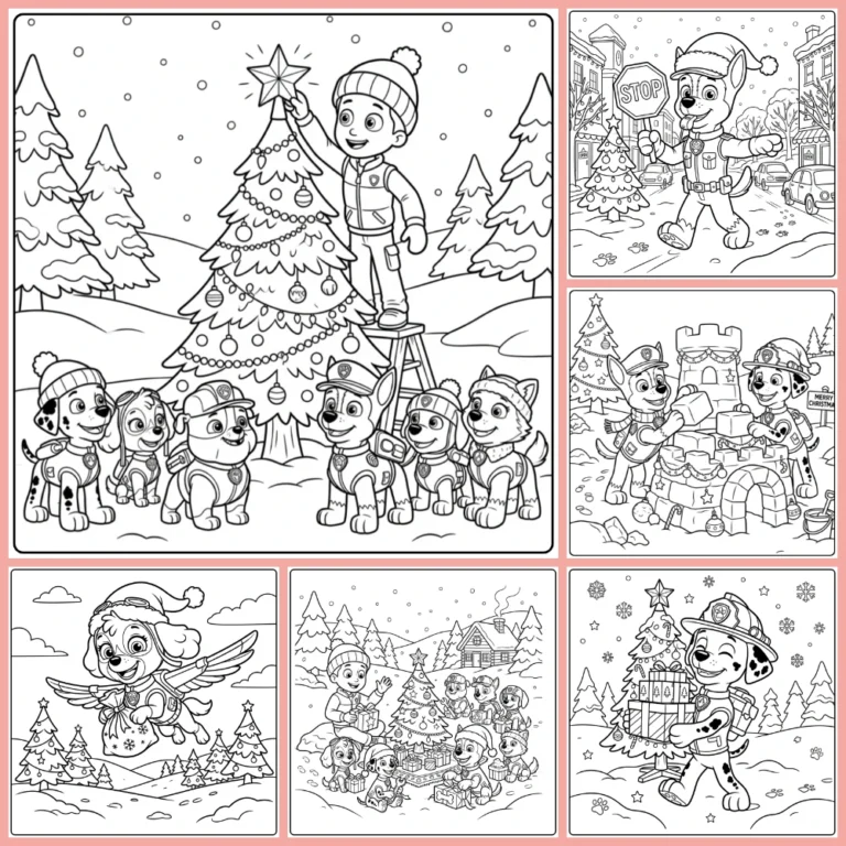 Paw Patrol Christmas coloring page collection cover image
