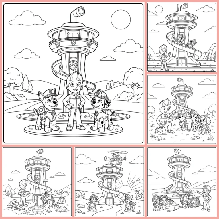 Paw Patrol Lookout Tower coloring page collection cover image
