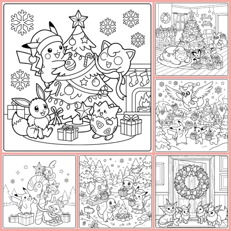 Pokemon Christmas coloring page collection cover image