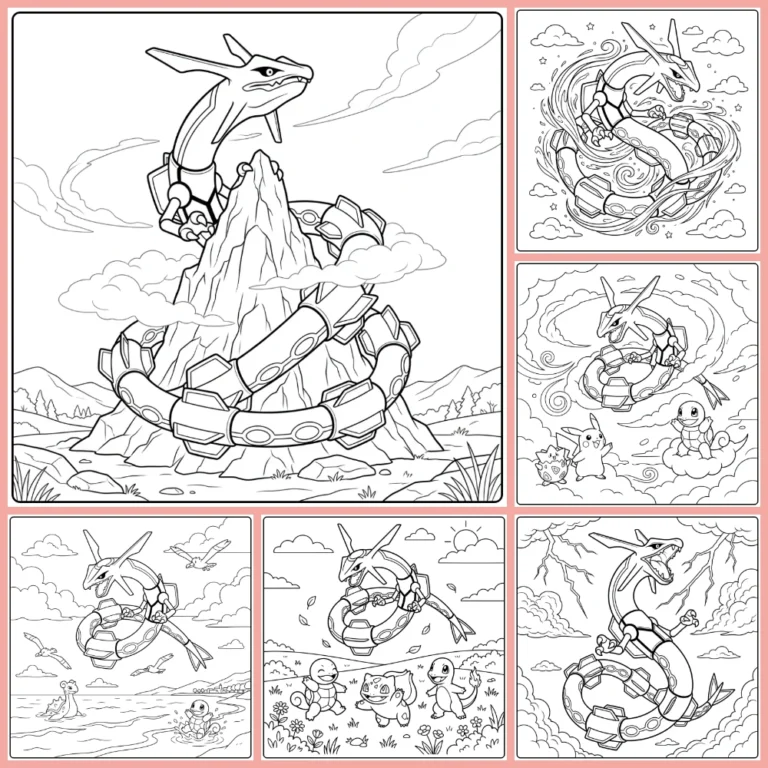 Rayquaza coloring page collection cover image