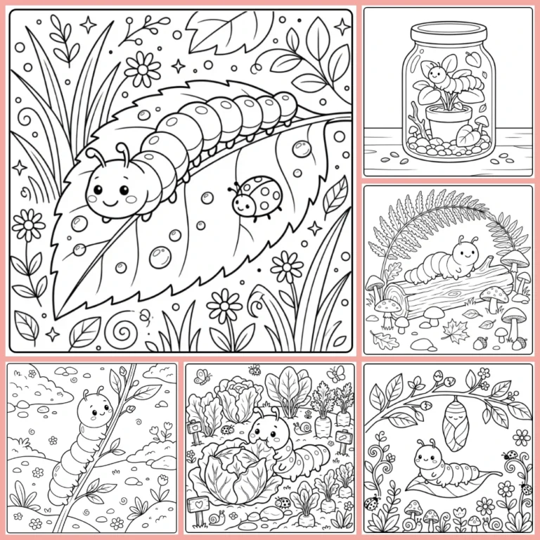 Caterpillar coloring page collection cover