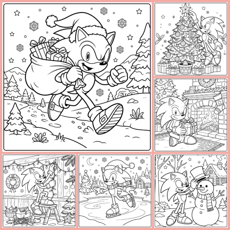 Sonic Christmas coloring page collection cover image