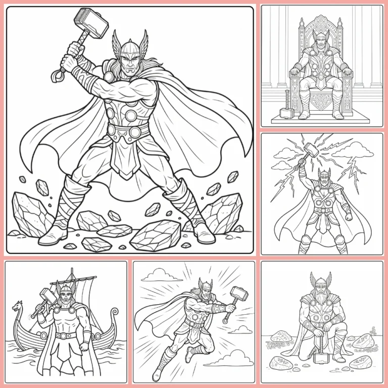 Thor coloring page collection cover image