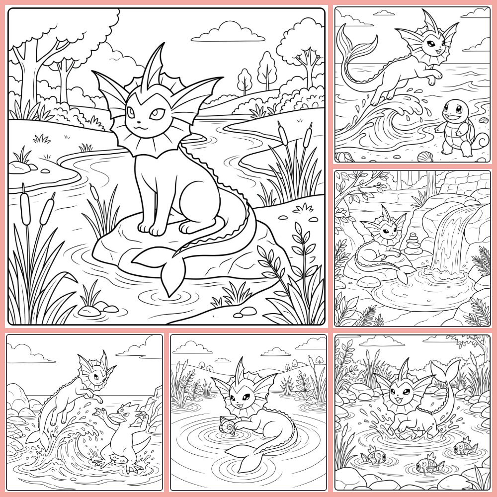 Vaporeon coloring page collection cover image