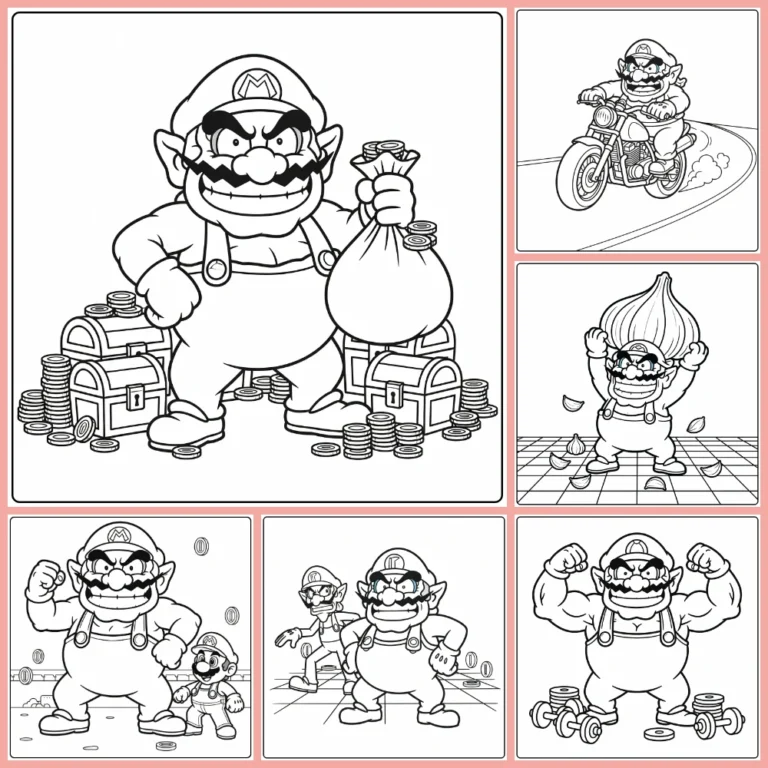 Wario coloring page collection cover image