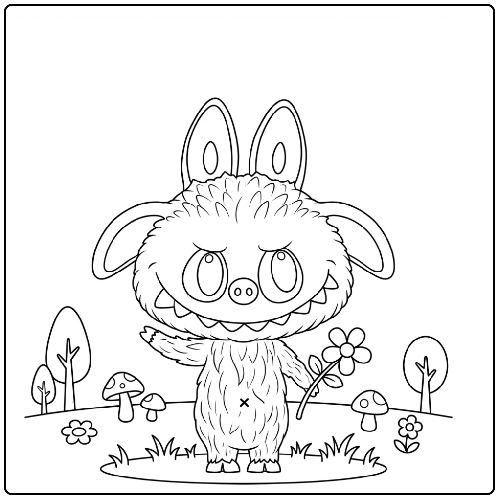 Wild Boar Labubu coloring page