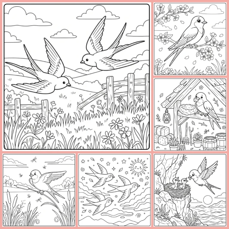 Swallow coloring page collection cover