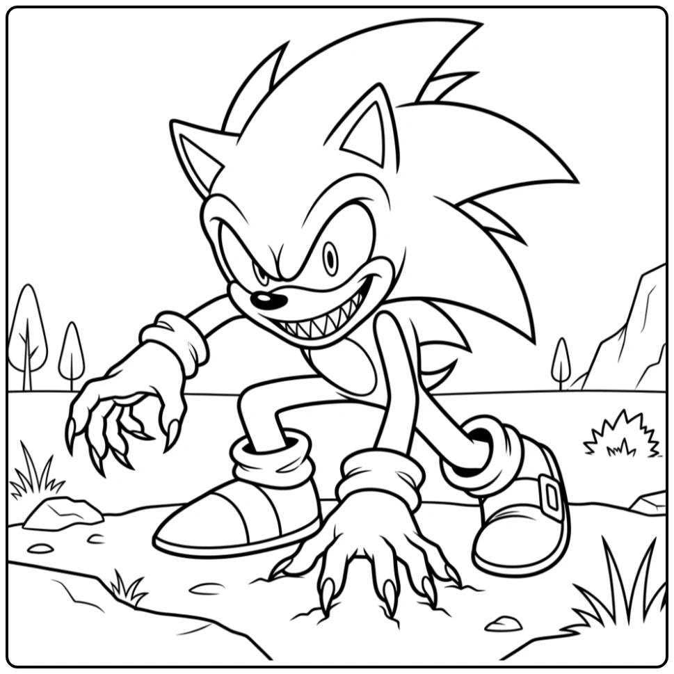 Spooky Sonic.EXE's Sinister Smile coloring page