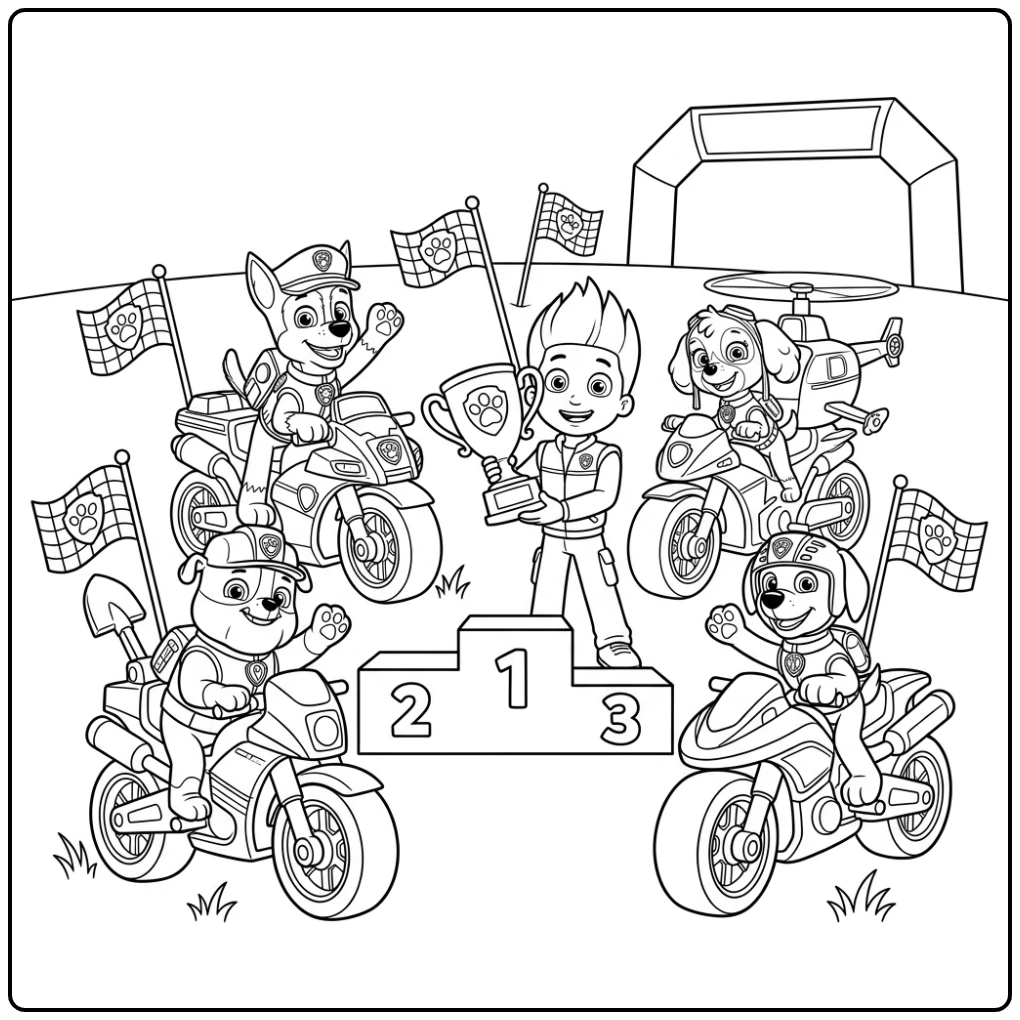 Big Victory Paw Patrol Moto Pups coloring page