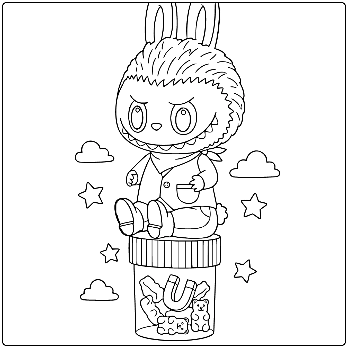 Hard Candy Rabbit and Gummy Bears coloring page