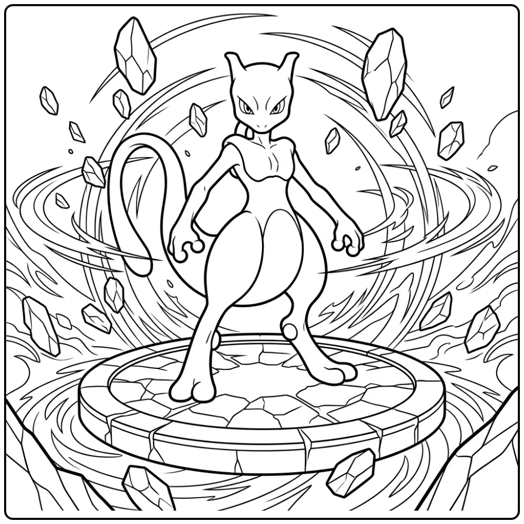 Heroic Mewtwo Magical Energy Rings coloring page