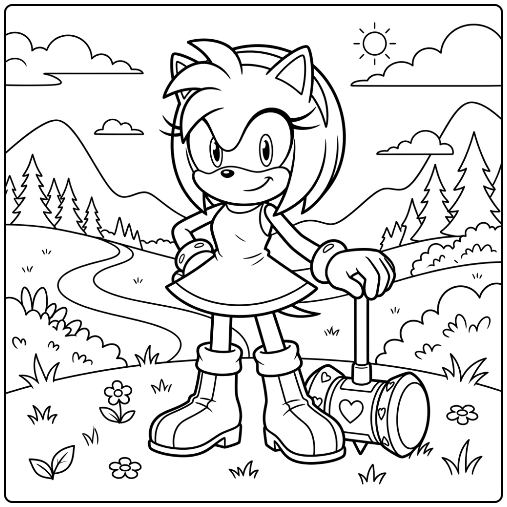 Heroic Amy Rose Posing Proud coloring page