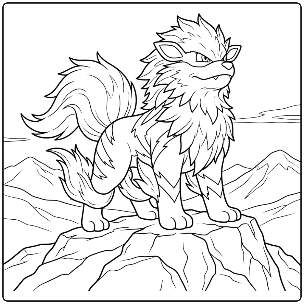 Hisuian Arcanine Pokemon Mighty Bewaker of Mountains coloring page