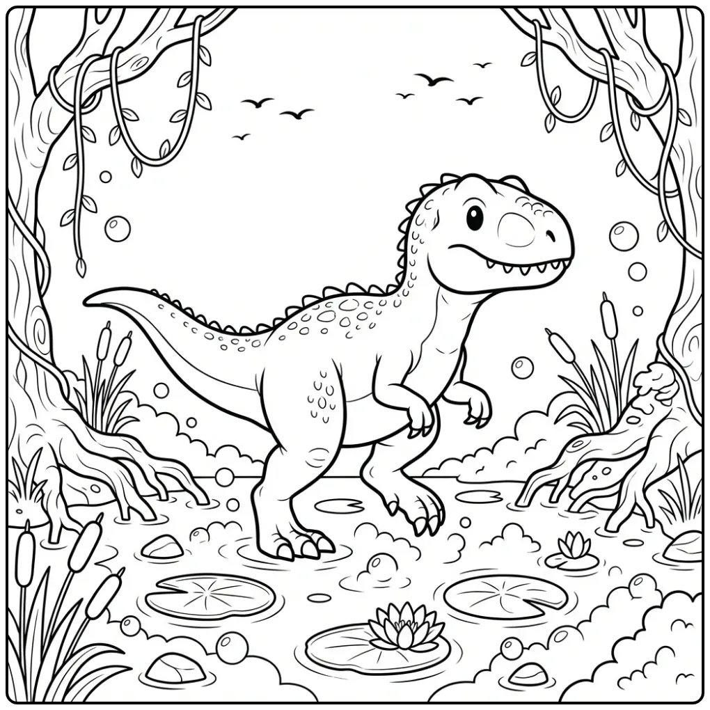 Indominus Rex with Water Lilies and Vines coloring page