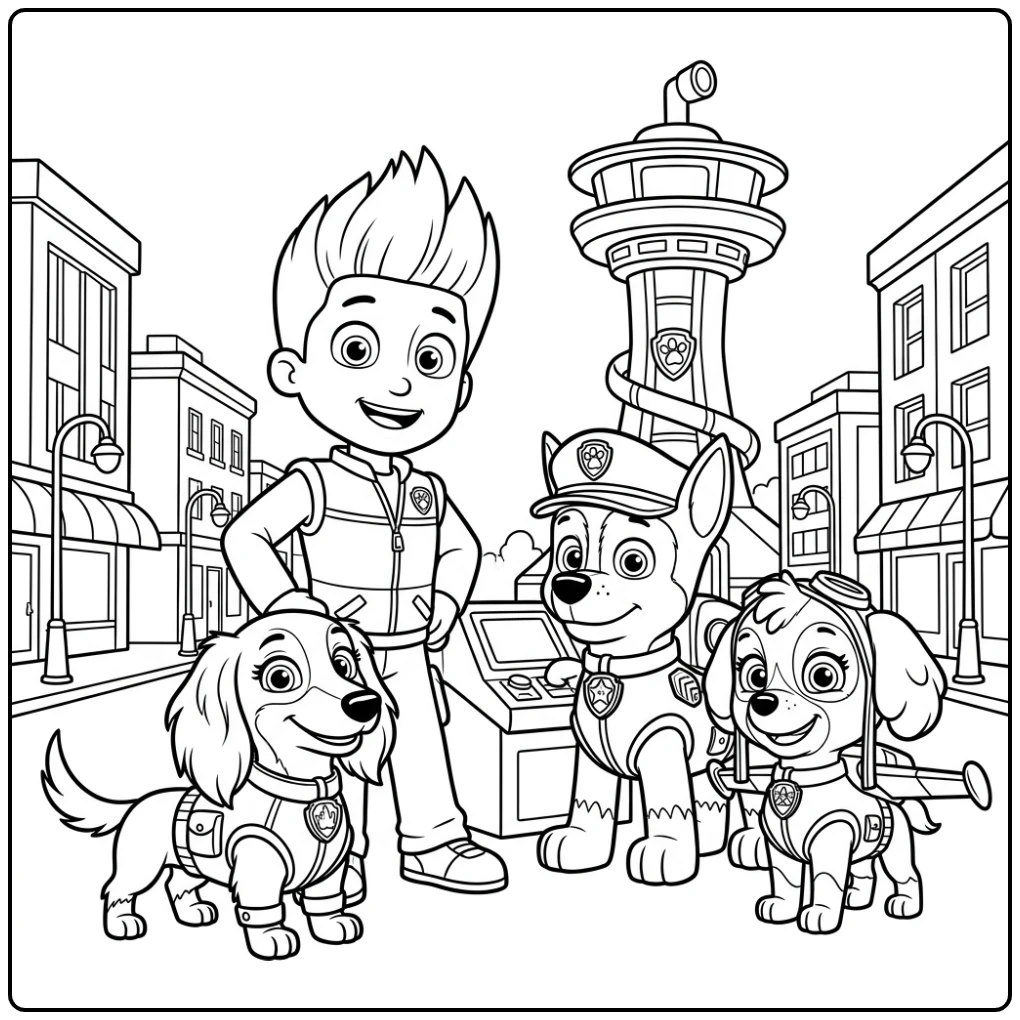 Ready for Adventure Paw Patrol Liberty and Team coloring page