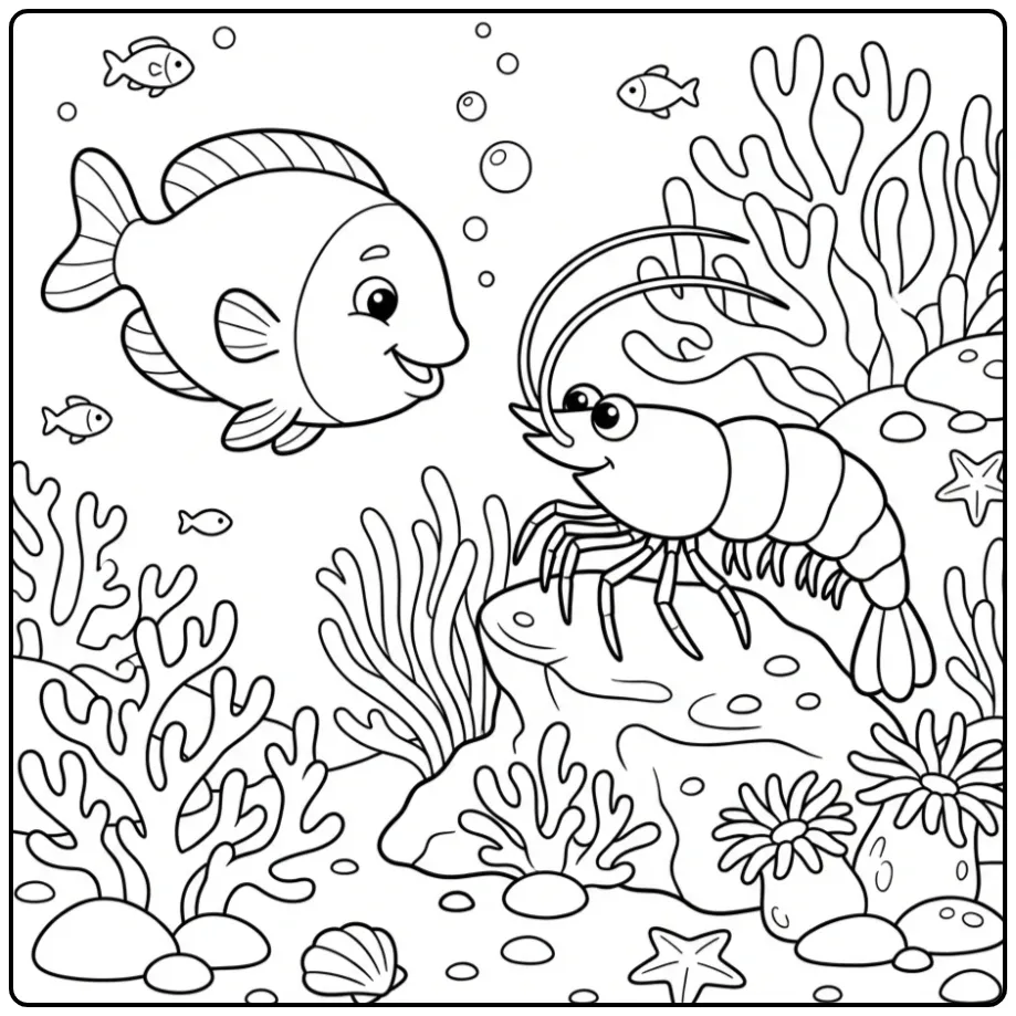 Shrimp Cleaning Station coloring page