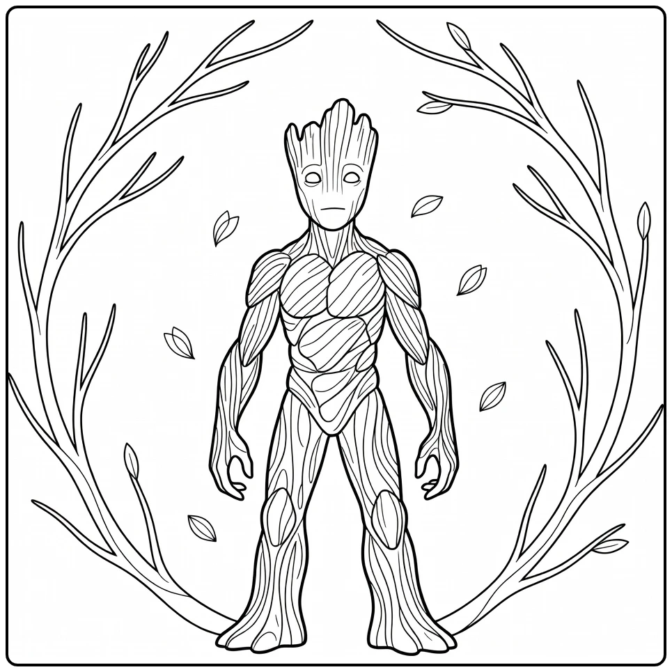 Groot Proud with Sturdy Feet and Petals coloring page