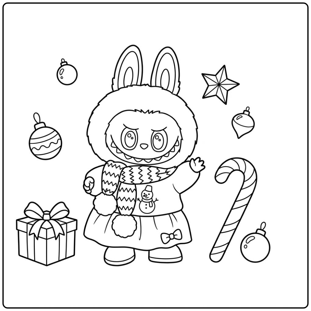 Labubu Christmas Festive Coloring Fun for Kids coloring page