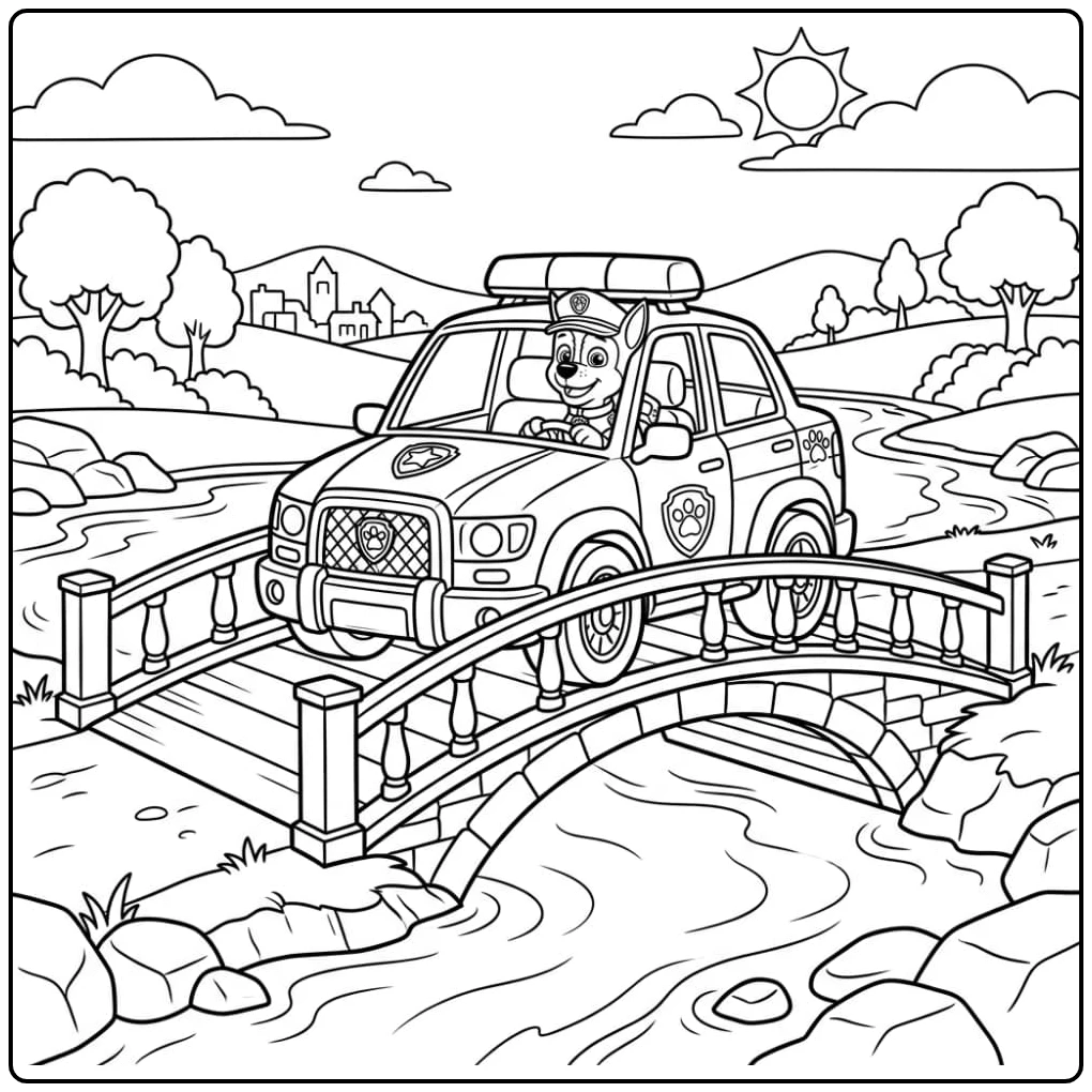 Paw Patrol Chase Car Ready for Every Adventure coloring page