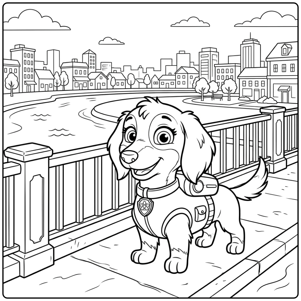 Paw Patrol Liberty coloring page with an action pose