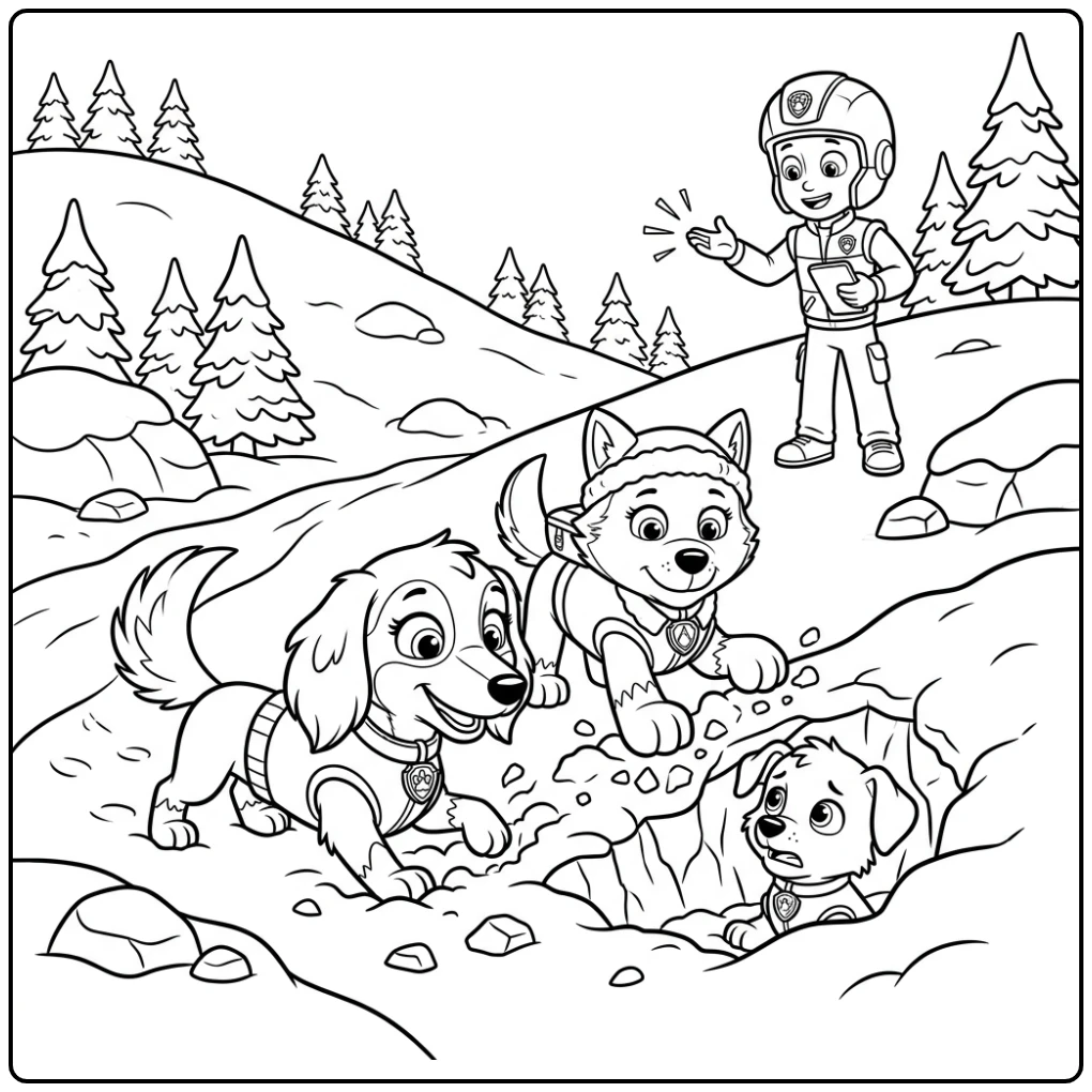 Paw Patrol Liberty Rescue on the Snowy Hill coloring page