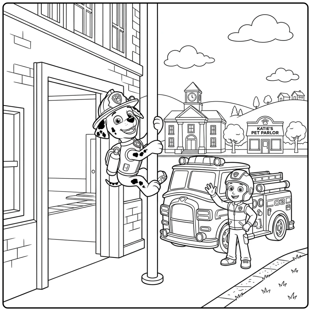 Paw Patrol Marshall Ryder Ready for Action coloring page