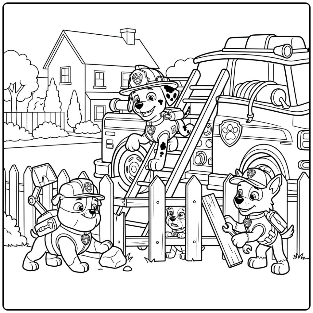 Paw Patrol Marshall's Brave Puppy Rescue coloring page