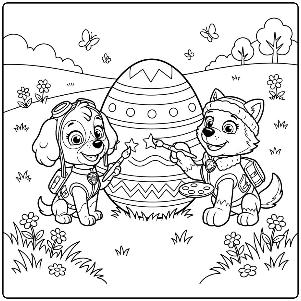 Paw Patrol Skye and Everest Color Easter Egg coloring page
