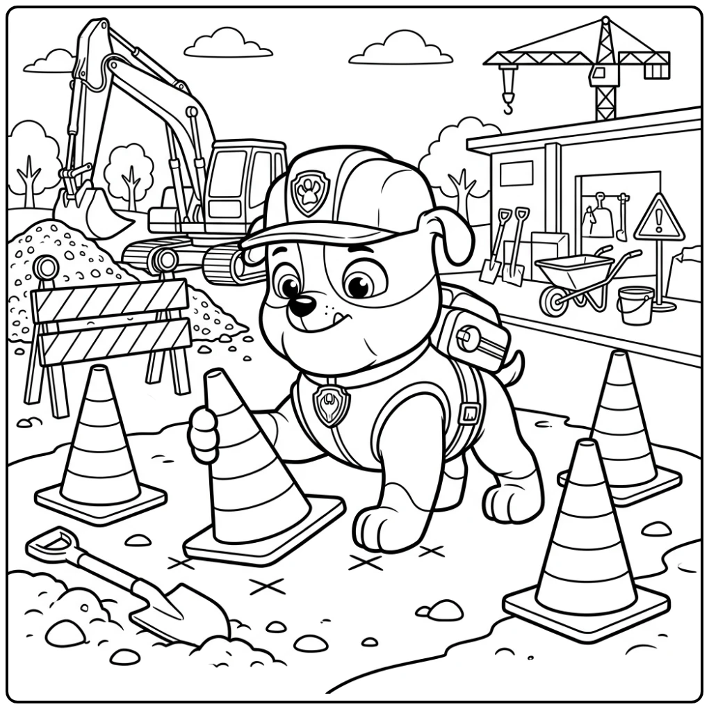 Paw Patrol Rubble Keeps for Safe Construction Zone coloring page