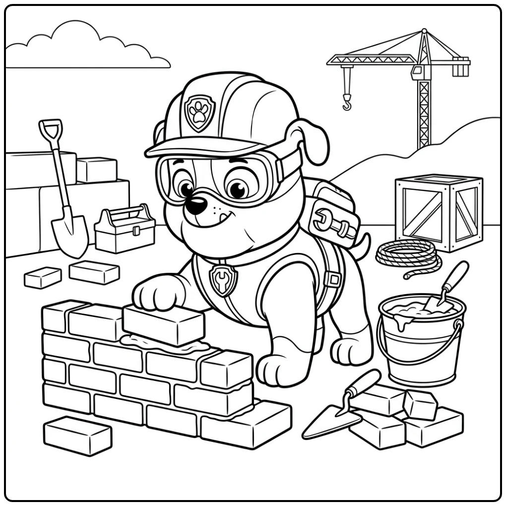 Paw Patrol Rubble's Building Project Stone Stacking coloring page
