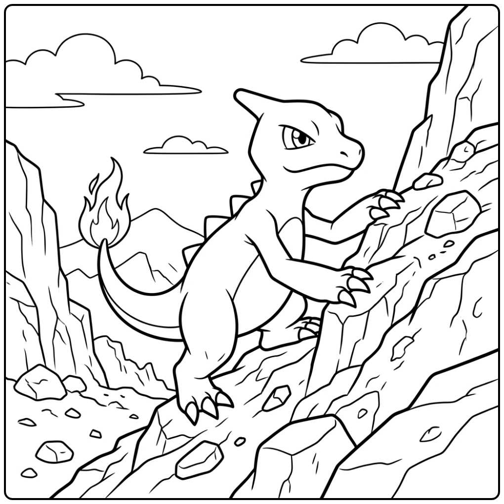 Pokemon Charmeleon Determined Climber in Action coloring page