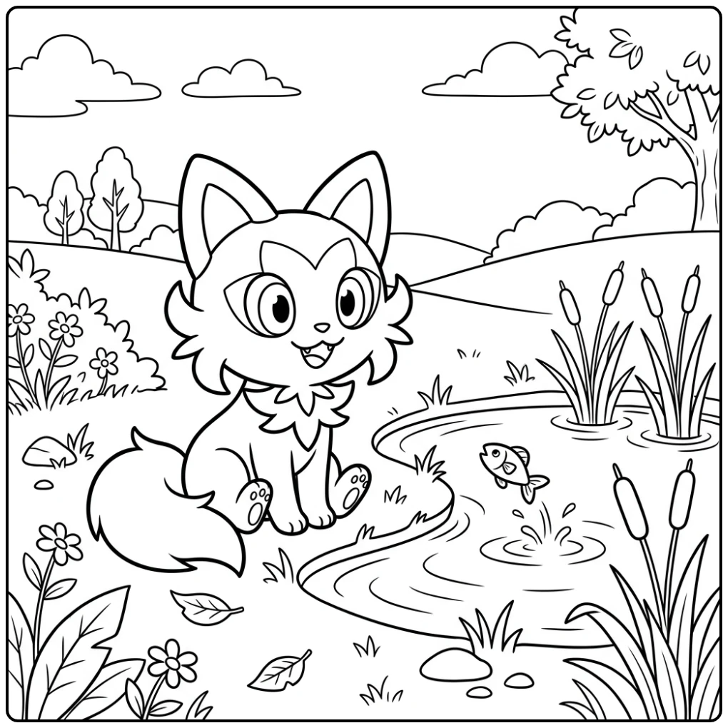 Pokemon Sprigatito coloring page