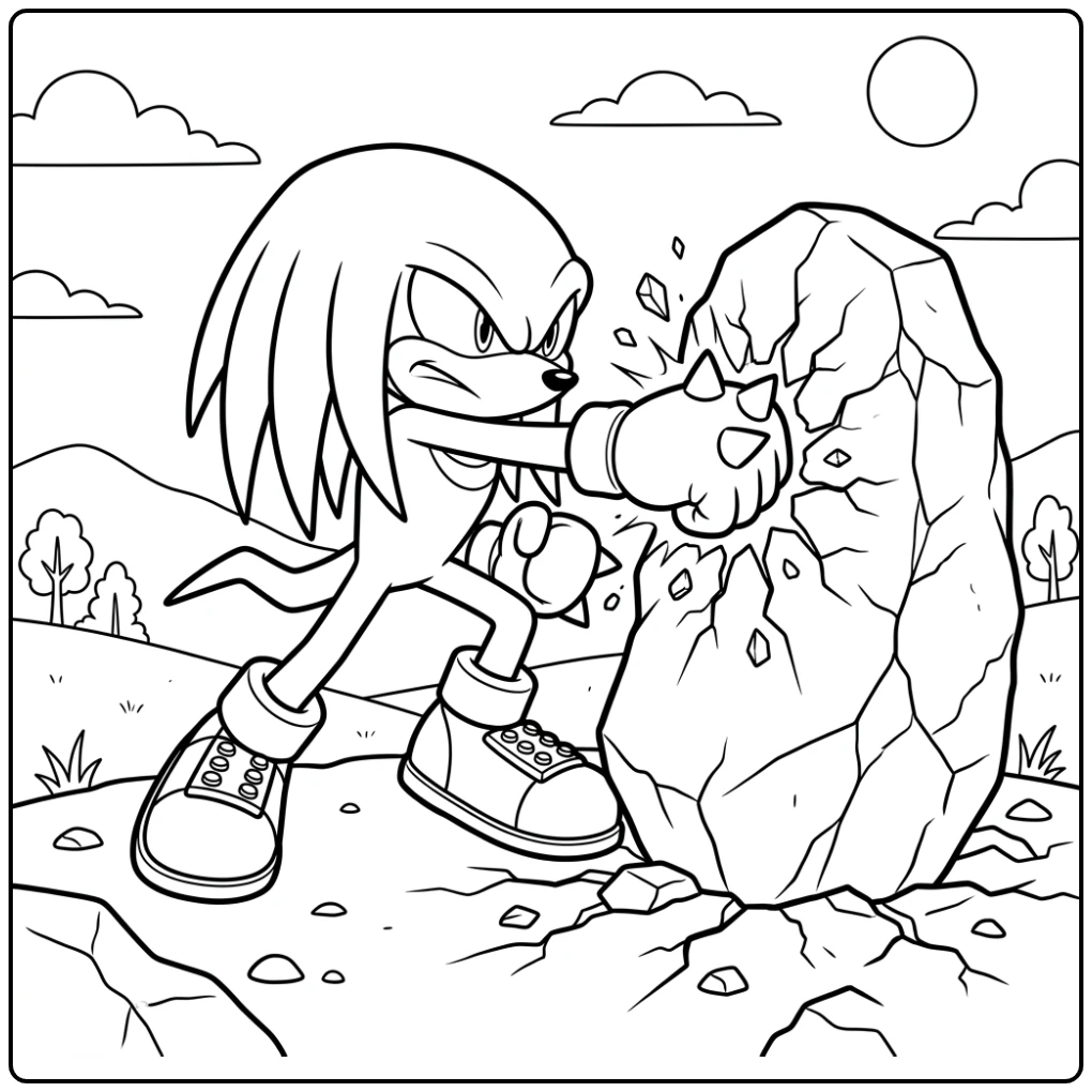 Knuckles the Determined Echidna in Training coloring page