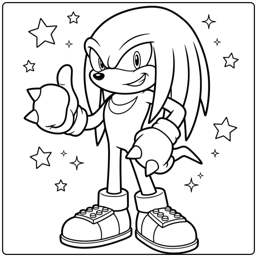 Confident Knuckles with Thumb Raised coloring page