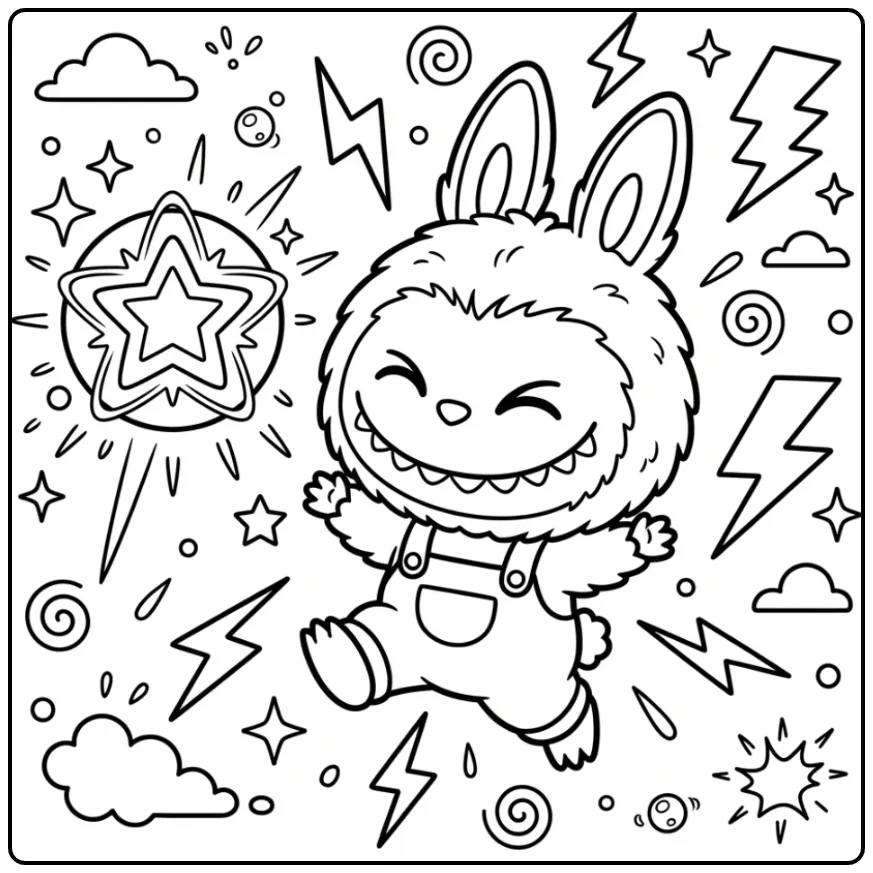 Labubu Big Into Energy Sphere coloring page