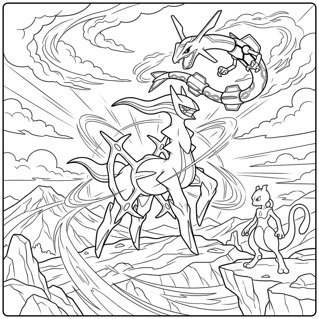 Legendary Pokemon Arceus Gods Gathered coloring page