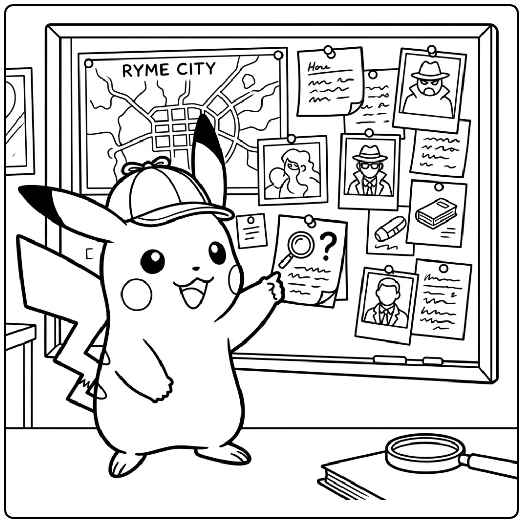 Fun Detective Pikachu Full of Mysterious Hints coloring page