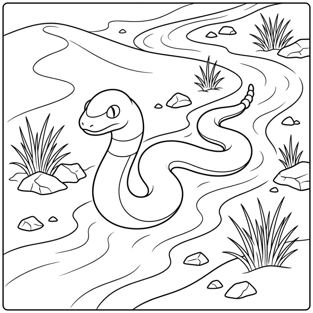 Fun Ekans in an Adventurous Desert coloring page