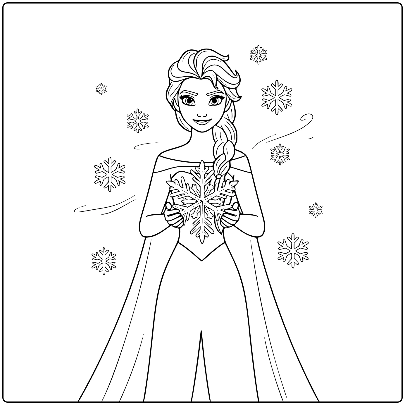 Fun Elsa Easy with a Magical Snowflake coloring page