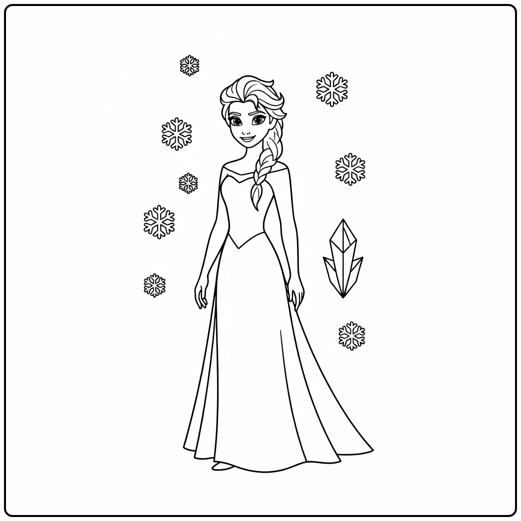 Fun Elsa Easy for Children coloring page