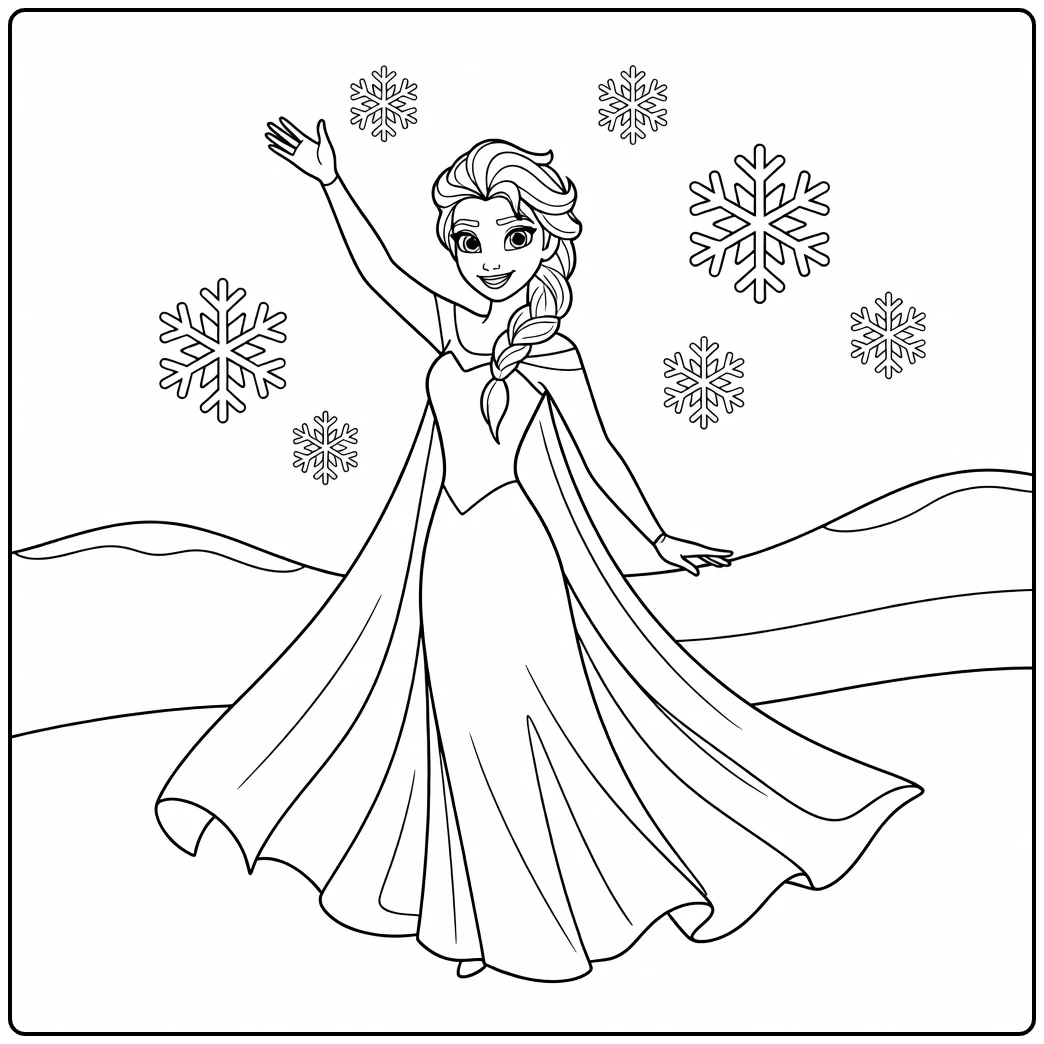 Fun and Elsa Easy for Children coloring page