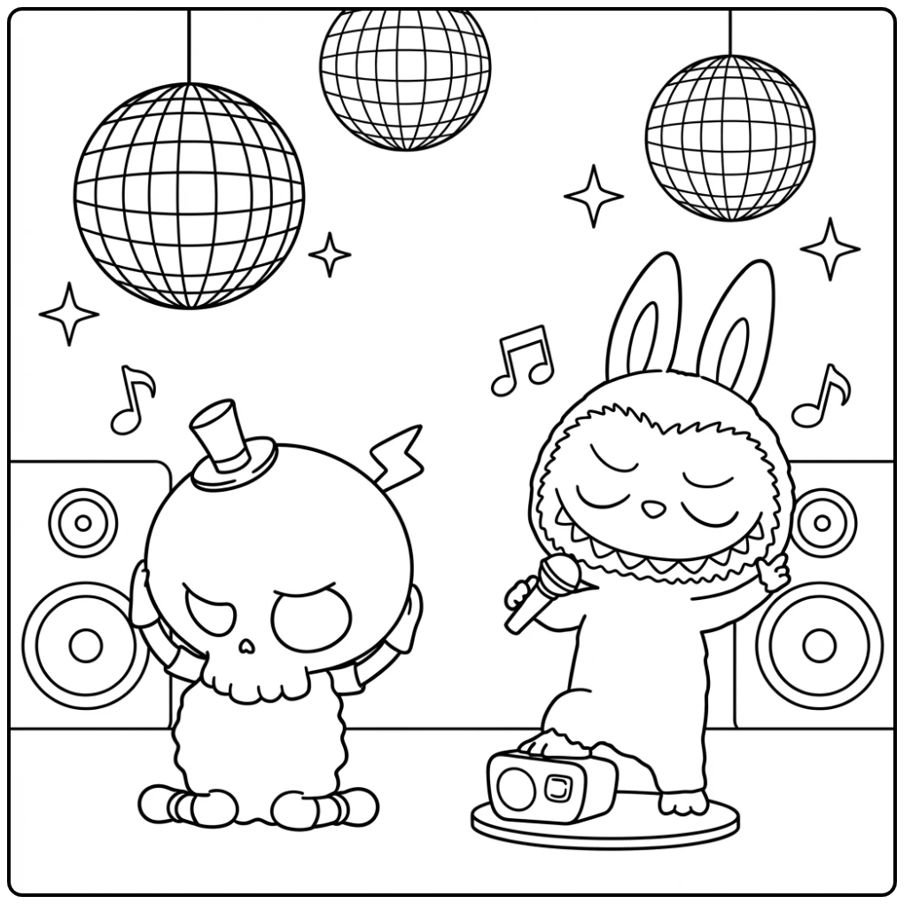 Fun Silly Friday Labubu coloring page